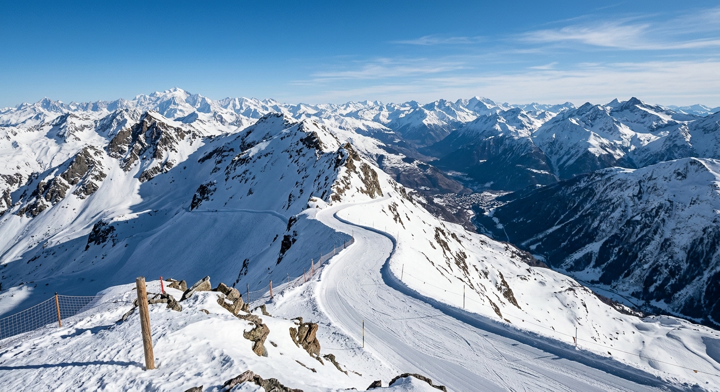 Sommet du Pic Blanc à 3 330 mètres et départ des pistes d’altitude à l’Alpe d’Huez